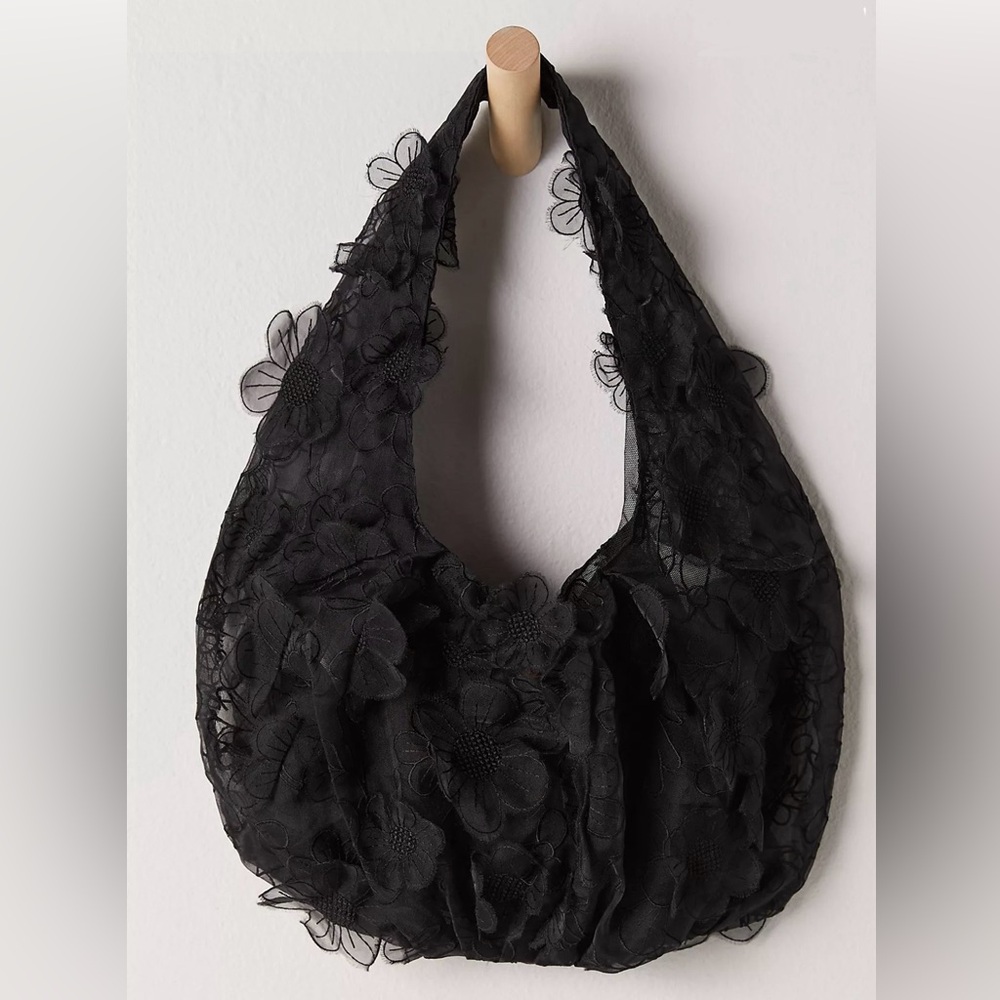 NWT Free People Aurora Floral Shoulder Bag in Black - Picture 7 of 8